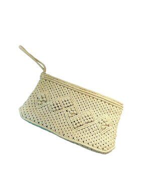 Vtg Womens Macrame Wristlet Clutch Purse Boho Style 12 inch